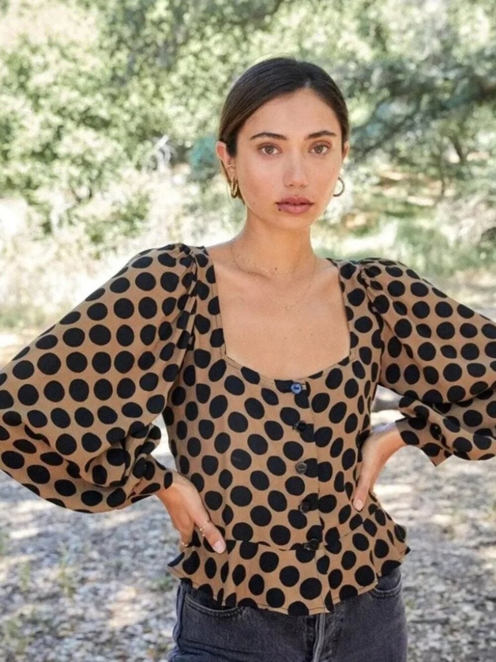 Rachel Pally Portia Blouse Top Polka Dot size M